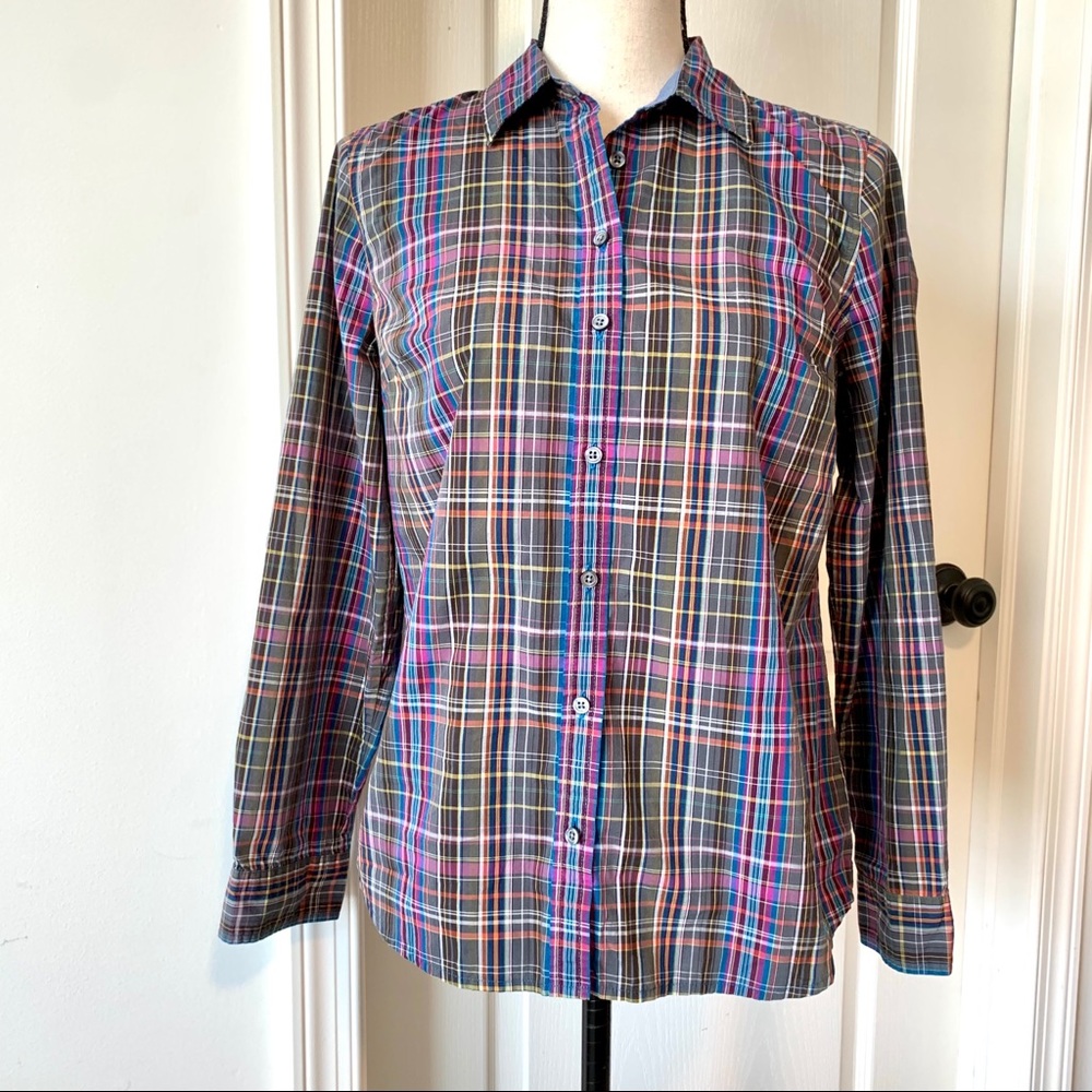 TALBOTS Petite Purple Plaid Button Down—SZ. 8P